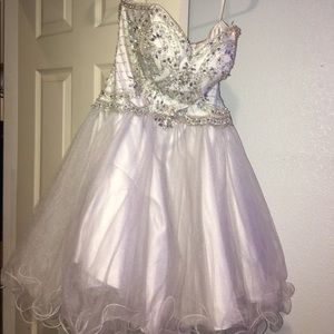 Snowy silver winter formal dress -